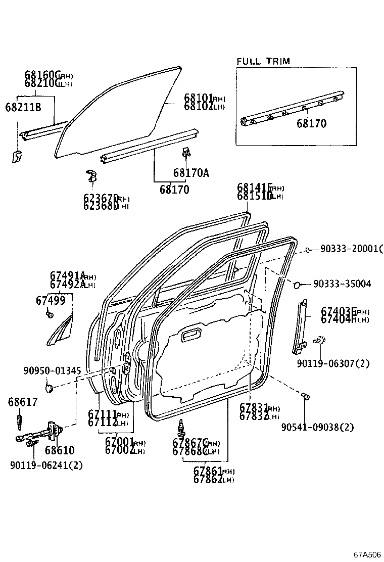 67491-60030 GARNISH, FRONT DOOR LOWER FRAME BRACKET, RH product image