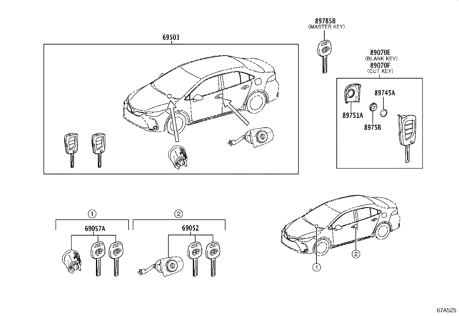 89072-02470 HOUSING SET, DOOR CONTROL TRANSMITTER (FOR SMART KEY) product image