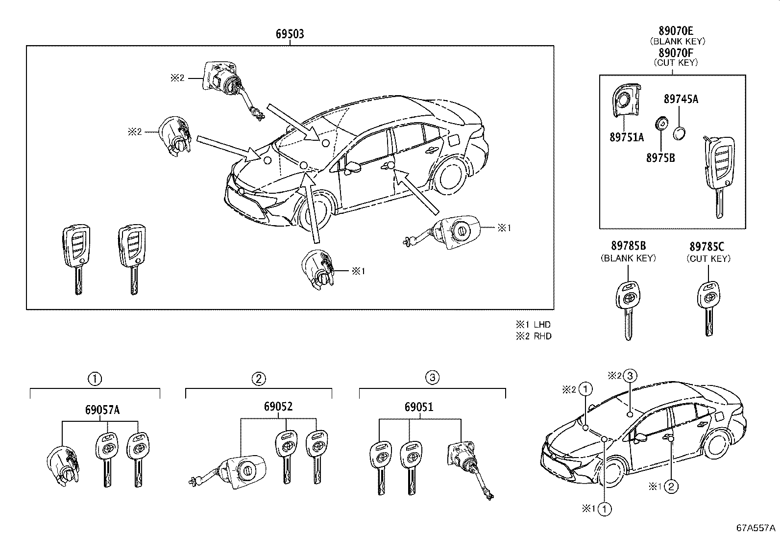 Toyota 69005-12J20 CYLINDER SET, LOCK