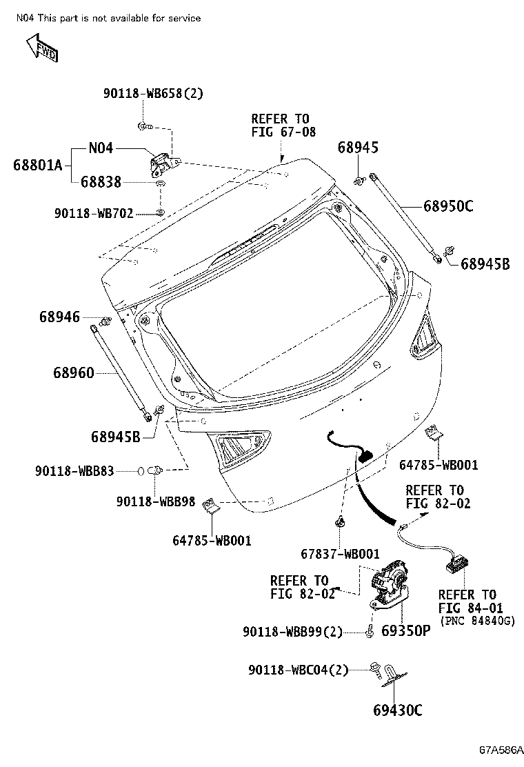 Toyota 69350-WB001 LOCK ASSY, BACK DOOR, W/COURTESY LAMP SWITCH