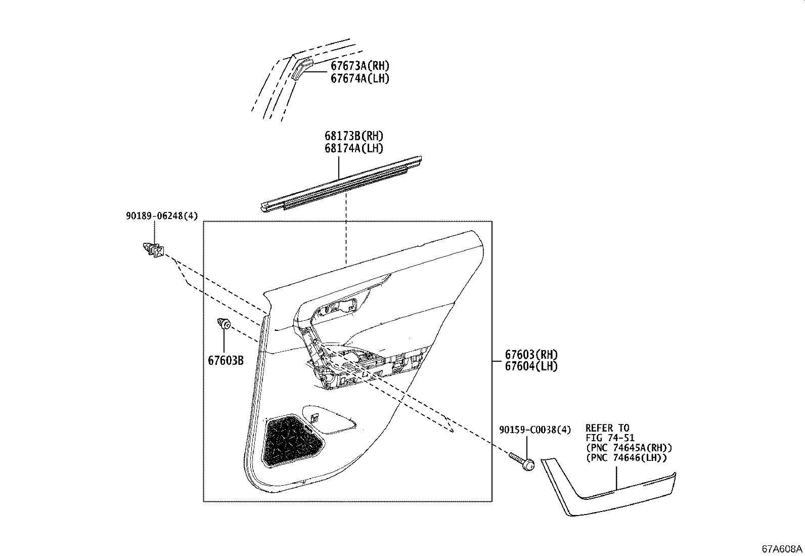67871-0R080 WEATHERSTRIP, REAR DOOR, RH product image