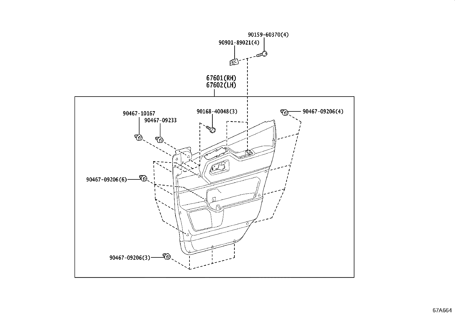 67862-26070 WEATHERSTRIP, FRONT DOOR, LH product image