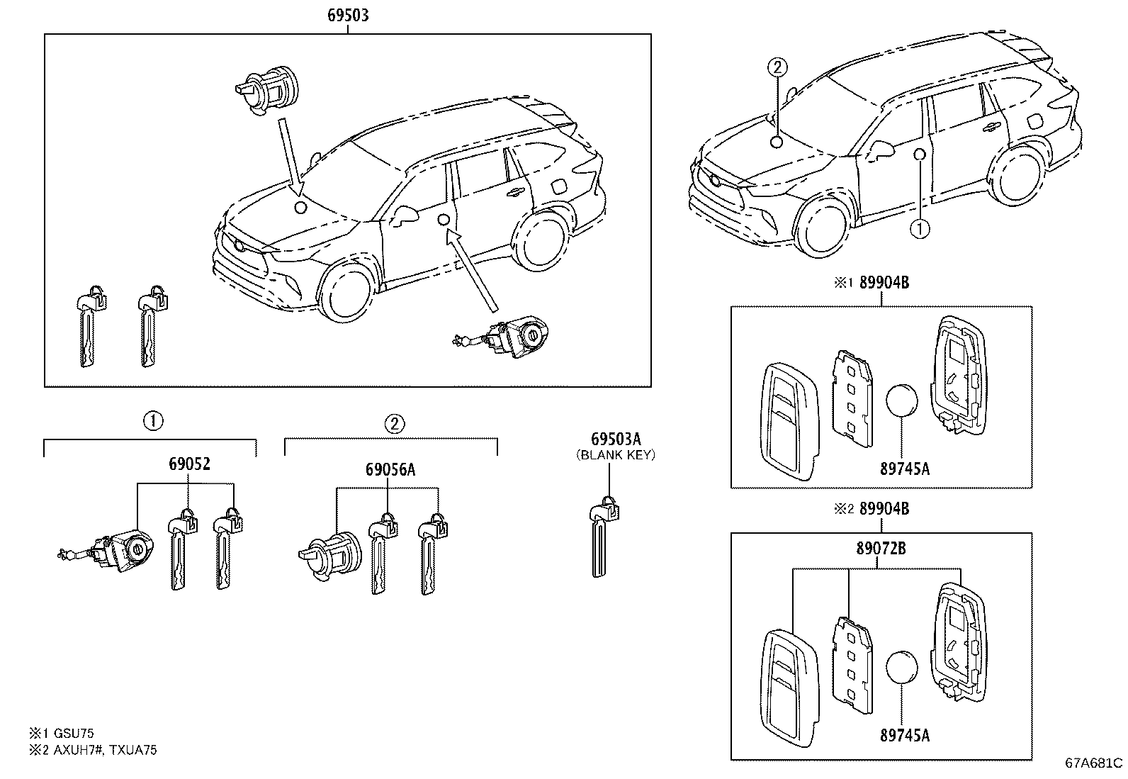 69005-0E251 CYLINDER SET, LOCK product image