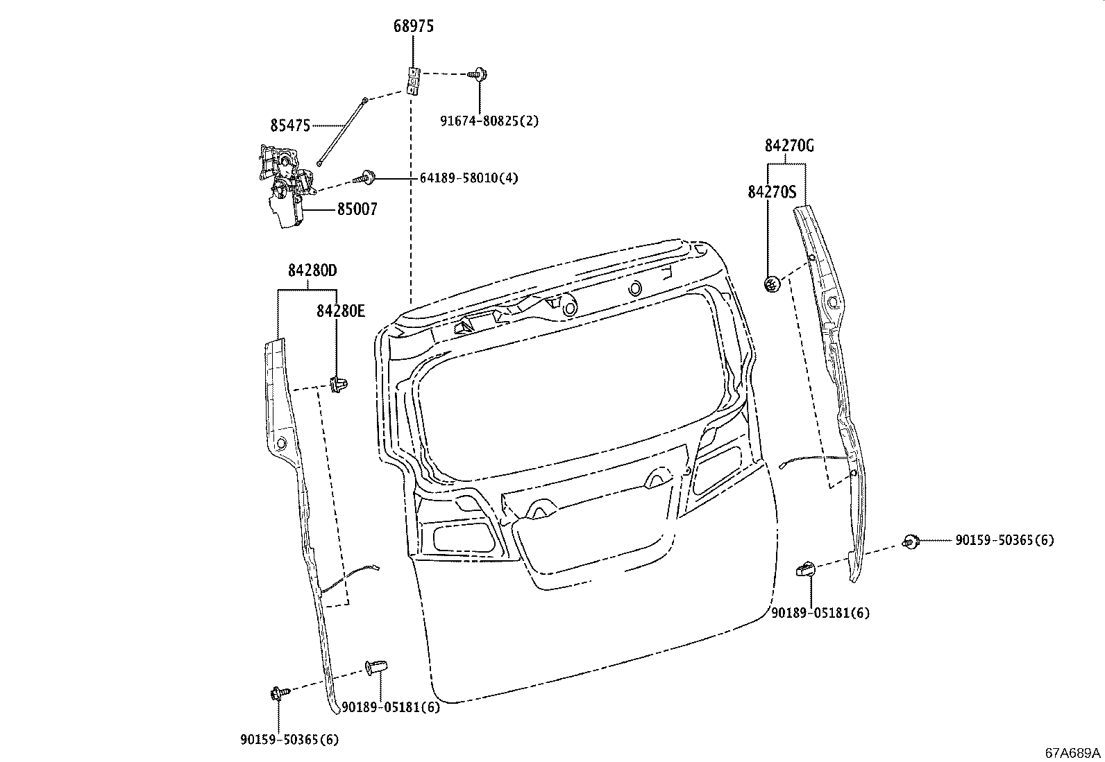 68950-58400 STAY ASSY, BACK DOOR, RH product image