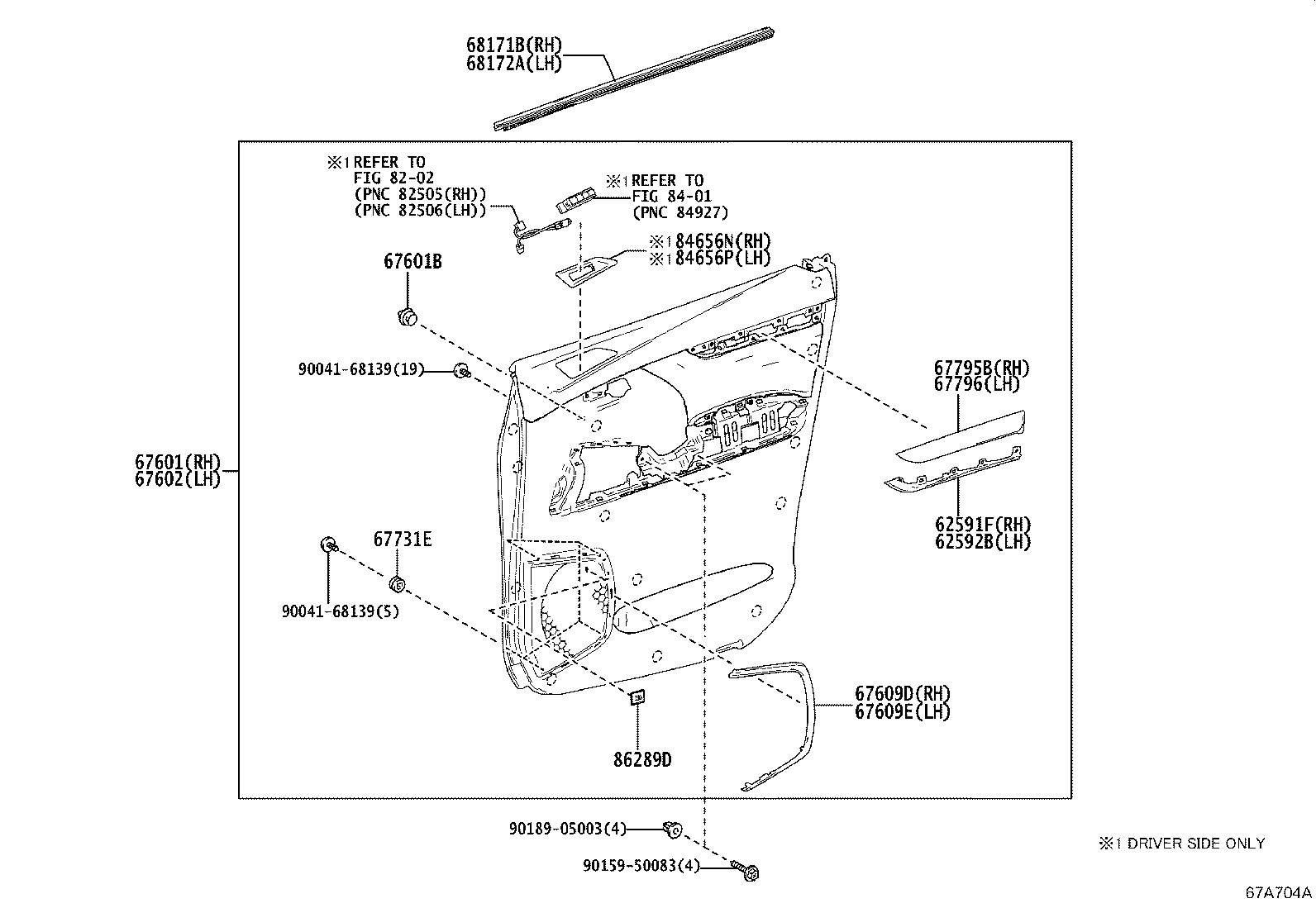 68101-58110 GLASS SUB-ASSY, FRONT DOOR, RH product image