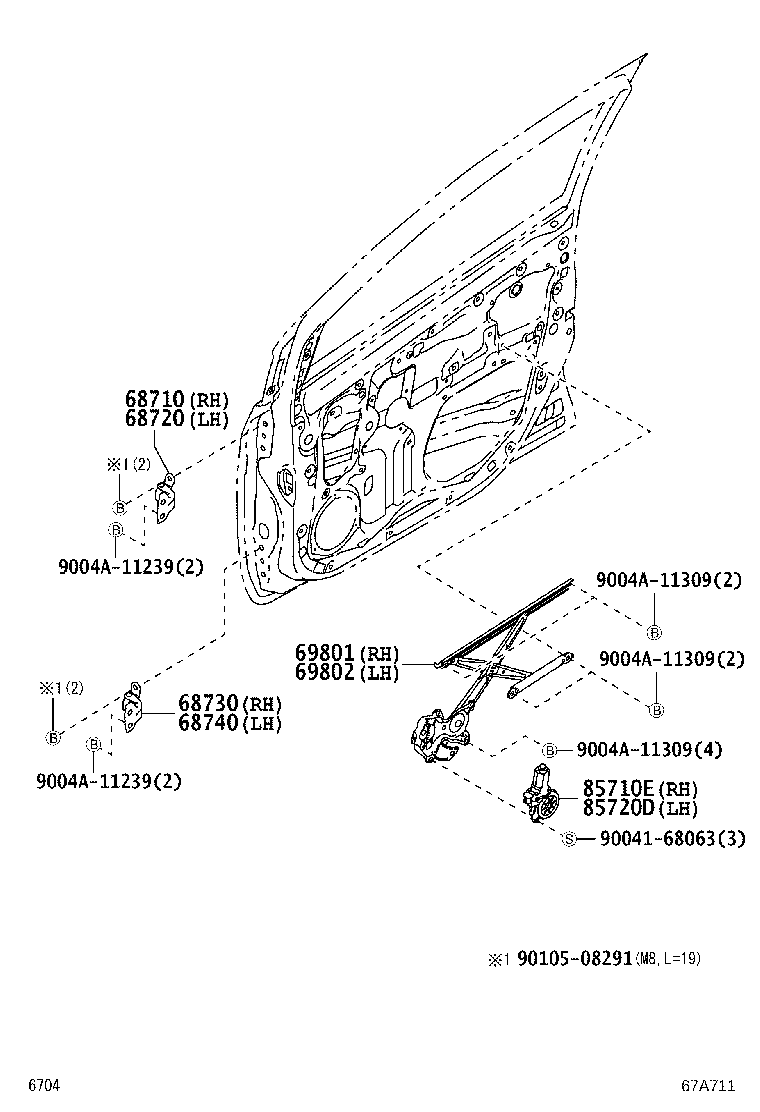 69820-BZ210 REGULATOR ASSY, FRONT DOOR WINDOW, LH product image