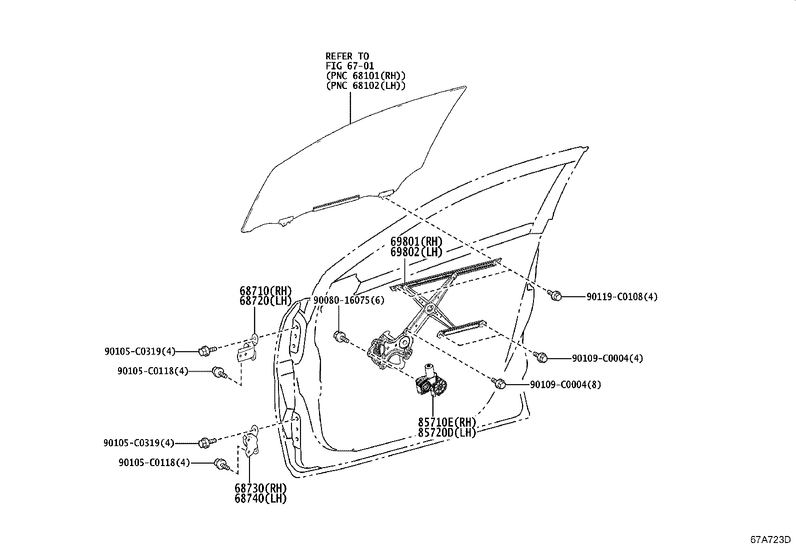 69802-F4050 REGULATOR SUB-ASSY, FRONT DOOR WINDOW, LH product image