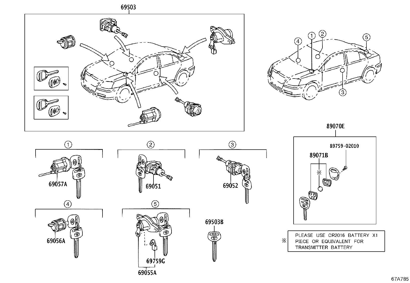 69005-05140 CYLINDER SET, LOCK product image