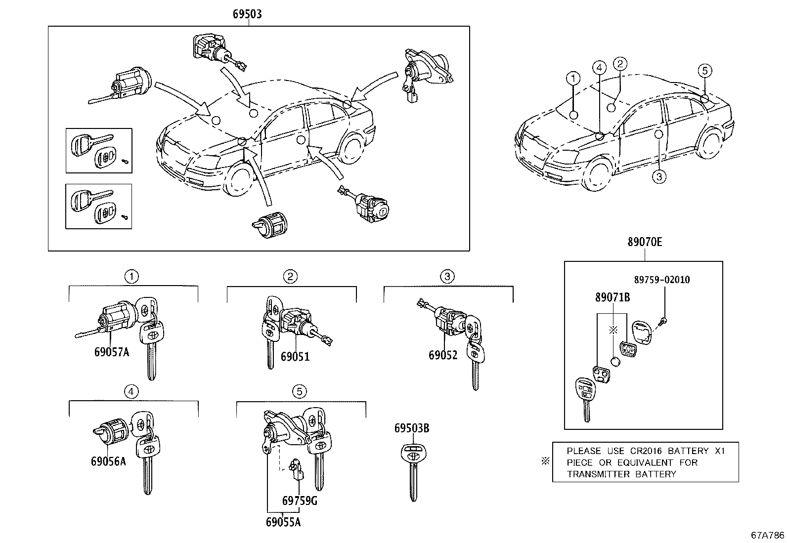 69005-05140 CYLINDER SET, LOCK product image