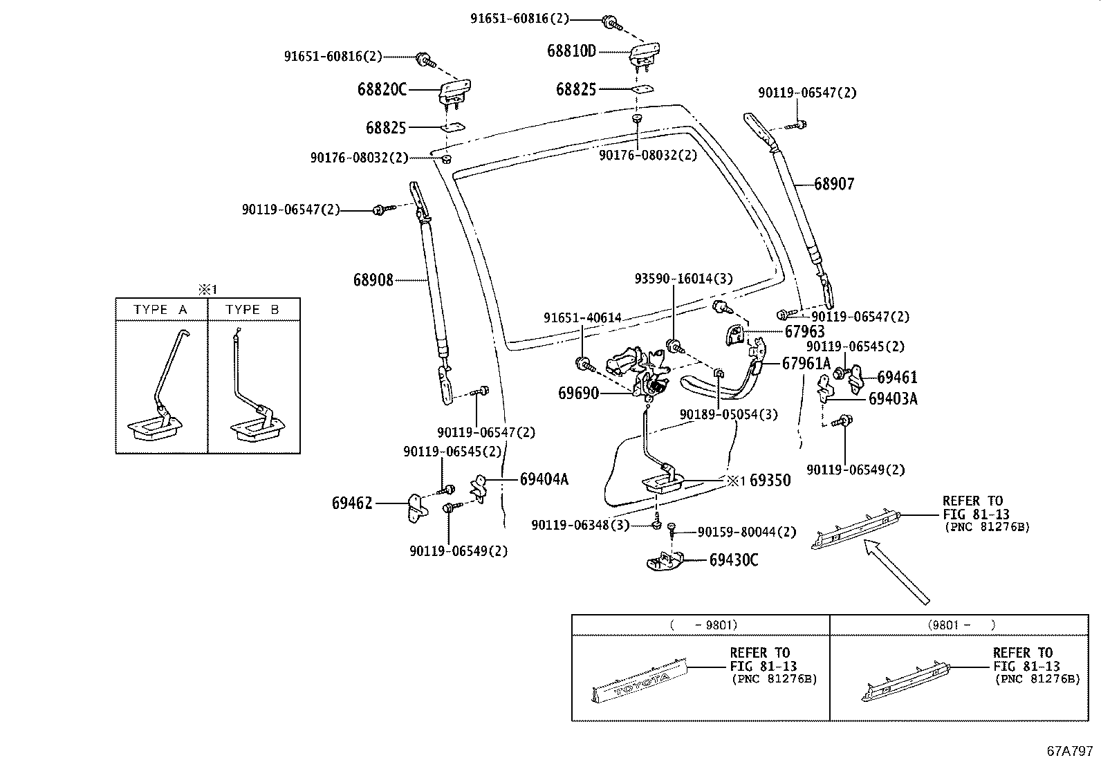 68907-28090 STAY SUB-ASSY, BACK DOOR DAMPER, RH product image