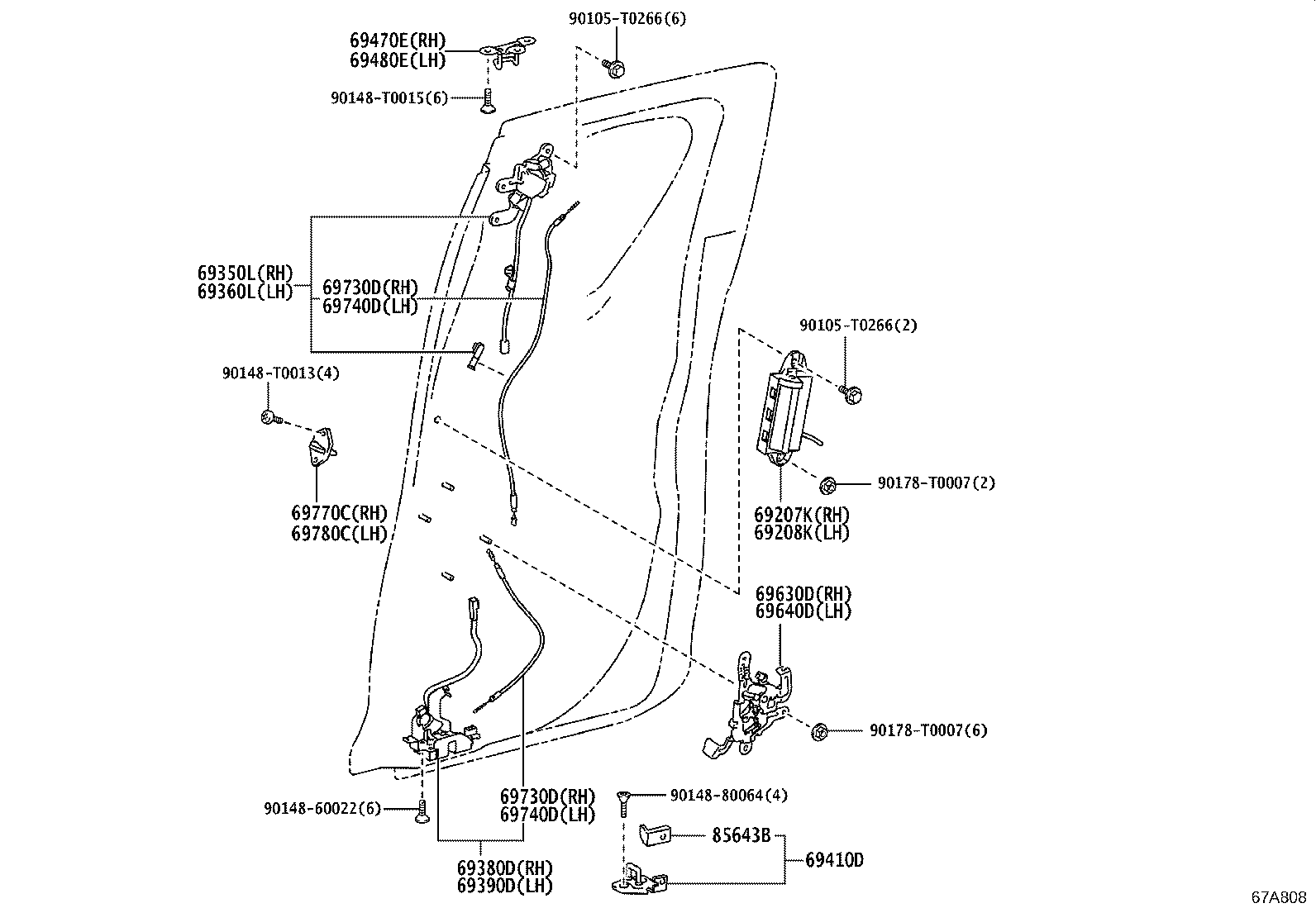 69227-YP020 COVER, REAR DOOR OUTSIDE HANDLE product image