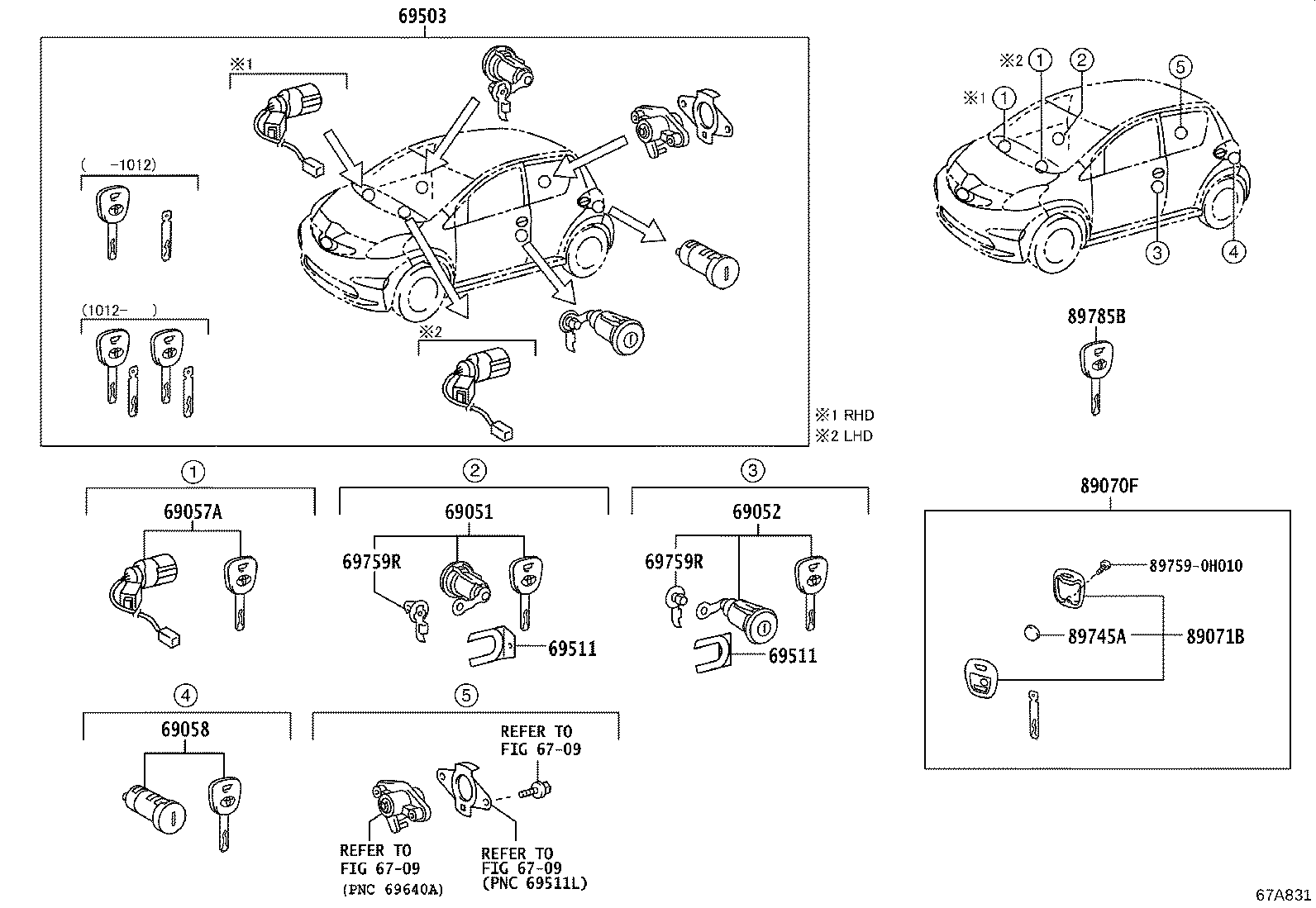 69058-0H010 CYLINDER & KEY SET, FUEL FILLER LID product image