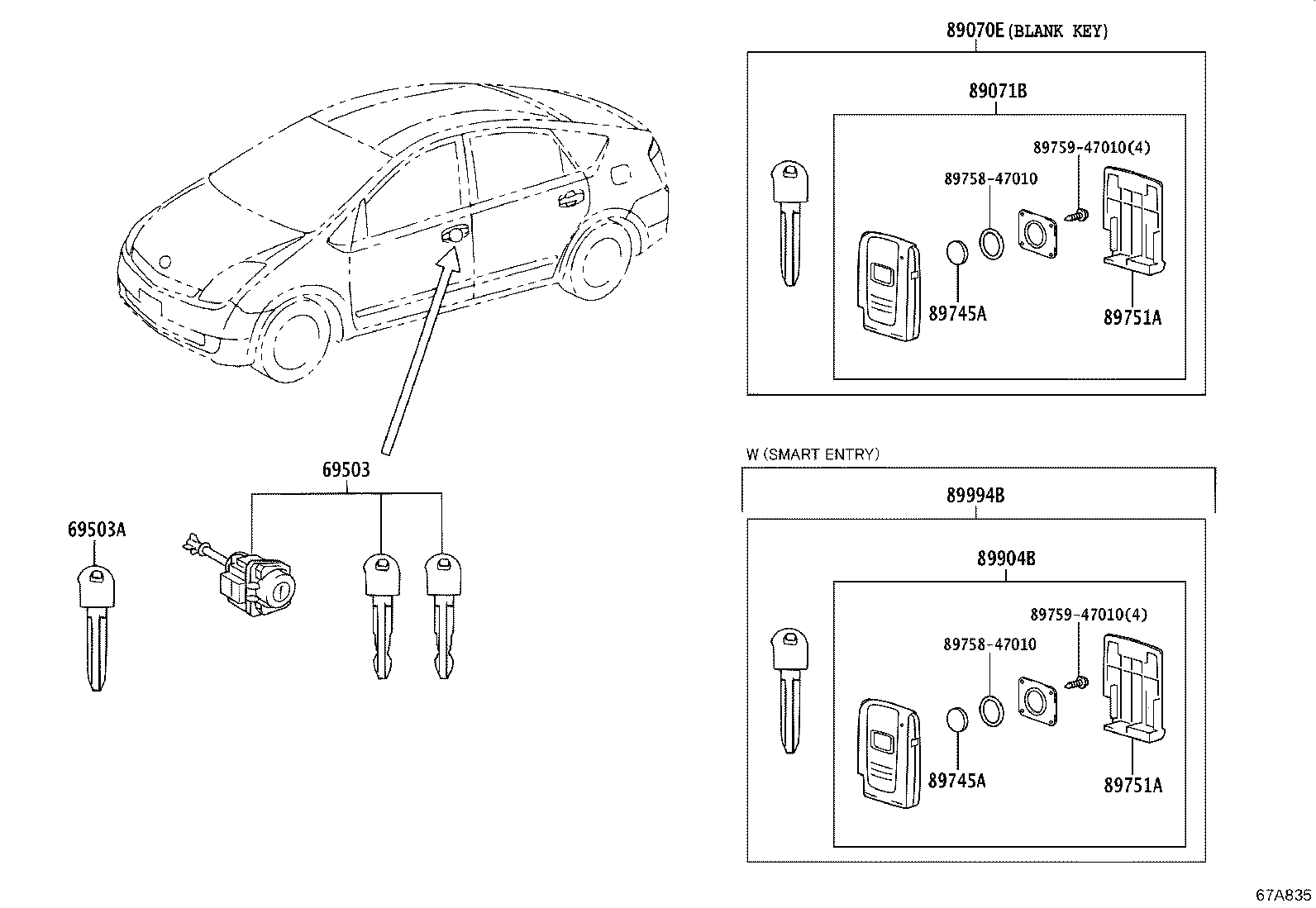 69005-47080 CYLINDER SET, LOCK product image