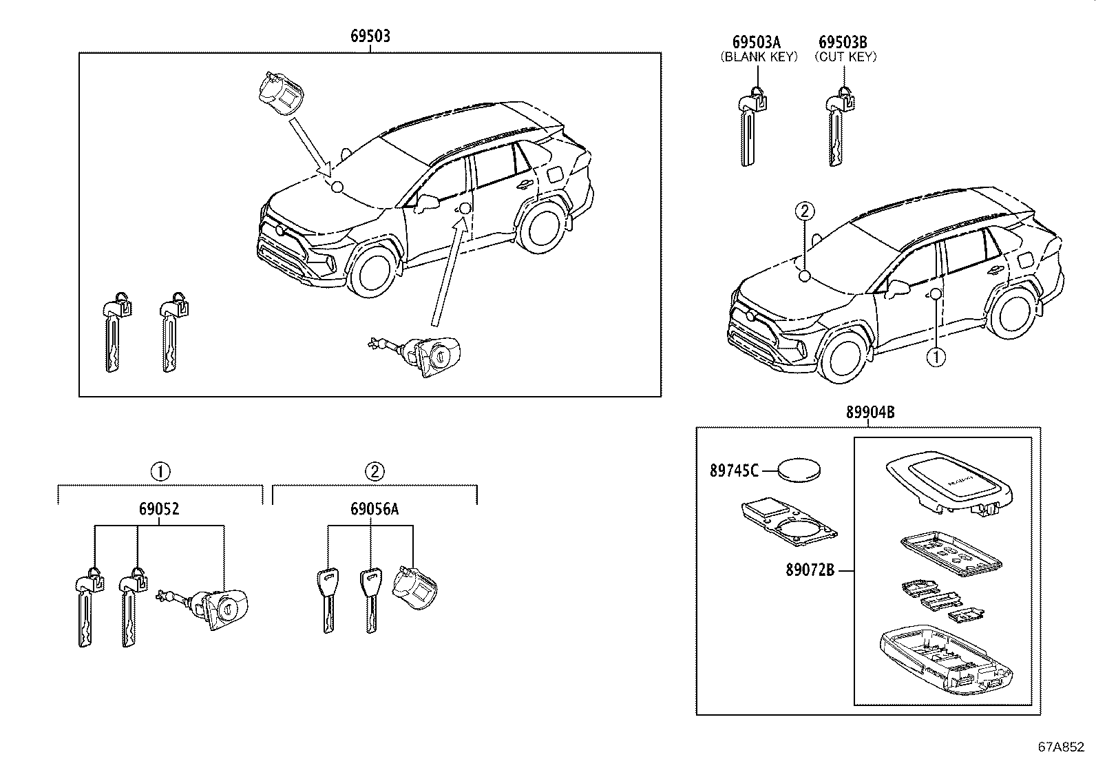 89072-42D70 HOUSING SET, DOOR CONTROL TRANSMITTER (FOR SMART KEY) product image