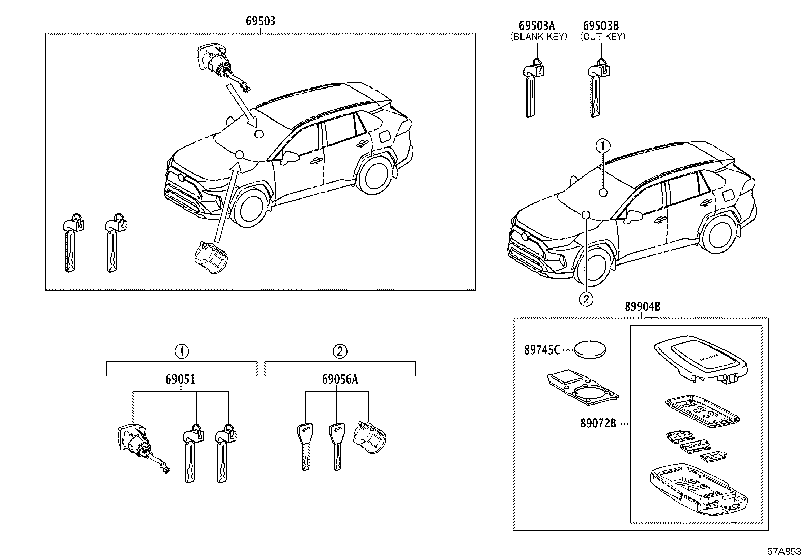 89072-42D70 HOUSING SET, DOOR CONTROL TRANSMITTER (FOR SMART KEY) product image