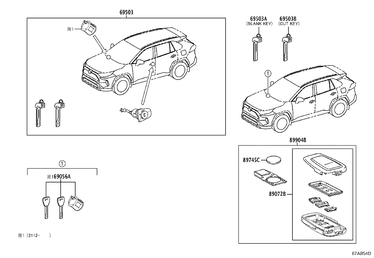 Toyota 69005-42A20 CYLINDER SET, LOCK