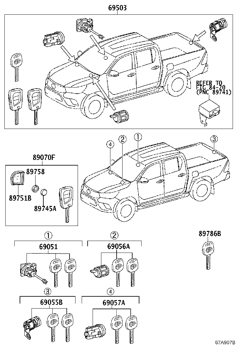 89070-0KJ00 TRANSMITTER ASSY, DOOR CONTROL (CUT KEY) product image