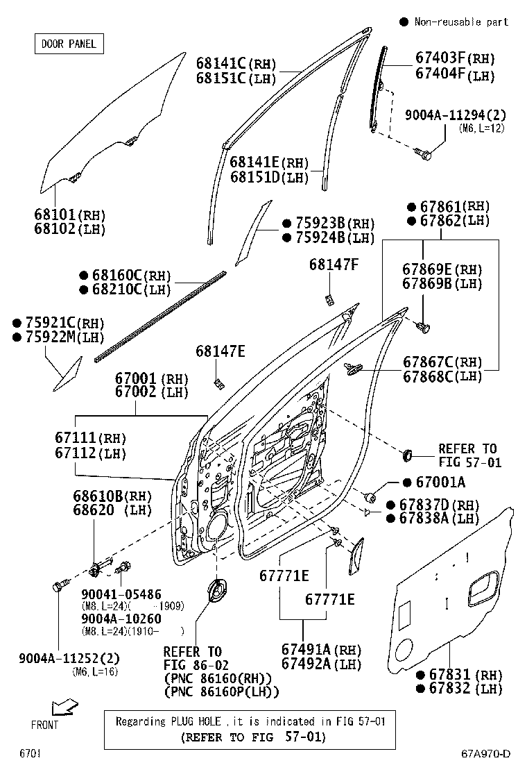 67862-BZ170 WEATHERSTRIP, FRONT DOOR, LH product image