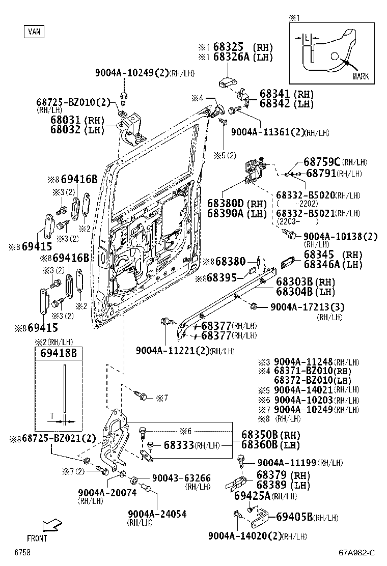 69415-BZ010 STOPPER, SLIDE DOOR DOWN FEMALE product image