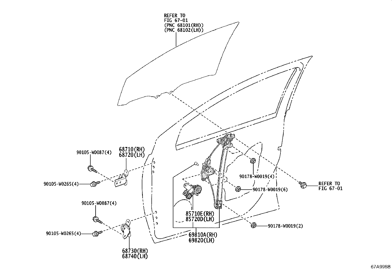 85710-0D460 MOTOR ASSY, POWER WINDOW REGULATOR, RH product image