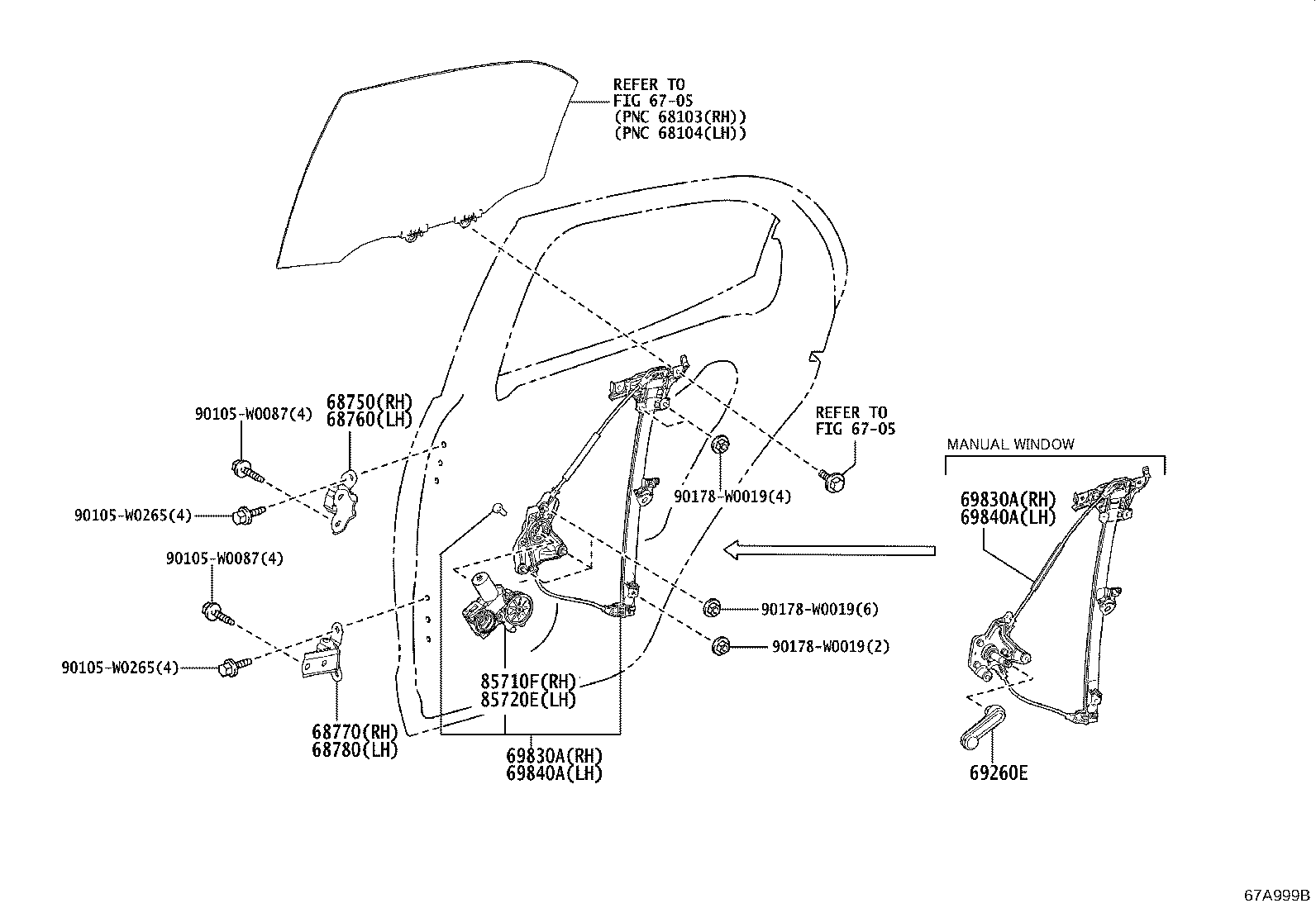 69830-0D470 REGULATOR ASSY, REAR DOOR WINDOW, RH product image