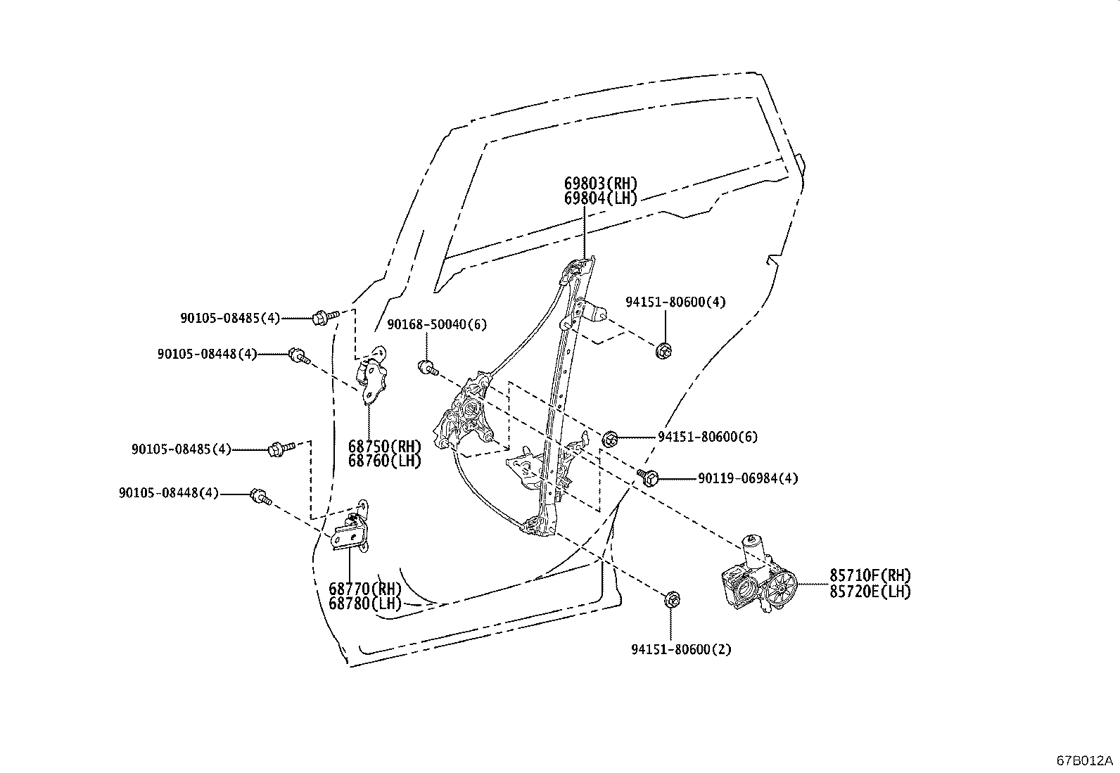 Toyota 85710-42150 MOTOR ASSY, POWER WINDOW REGULATOR, RH