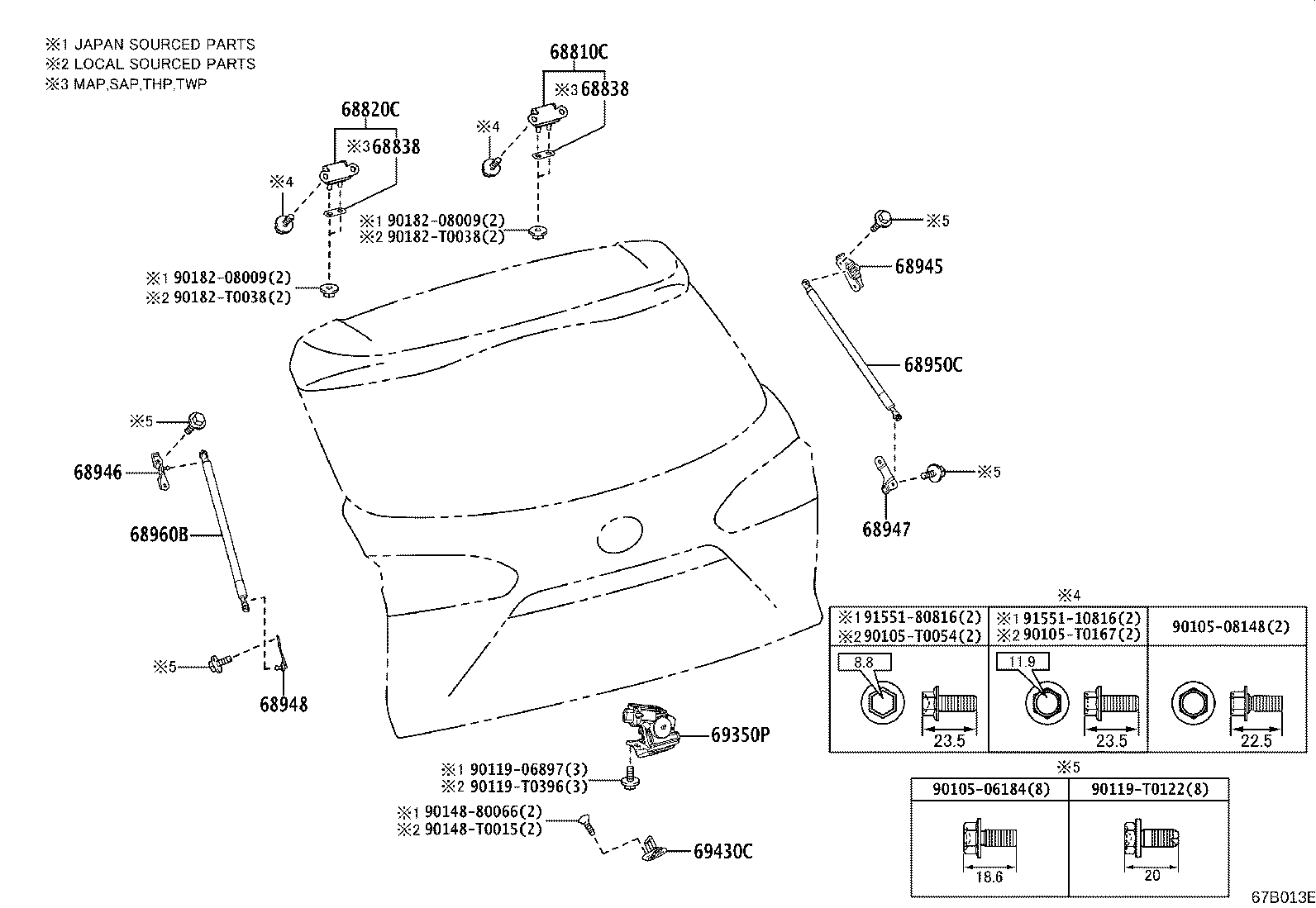 68838-0A040 PAD, BACK DOOR HINGE, NO.1 product image