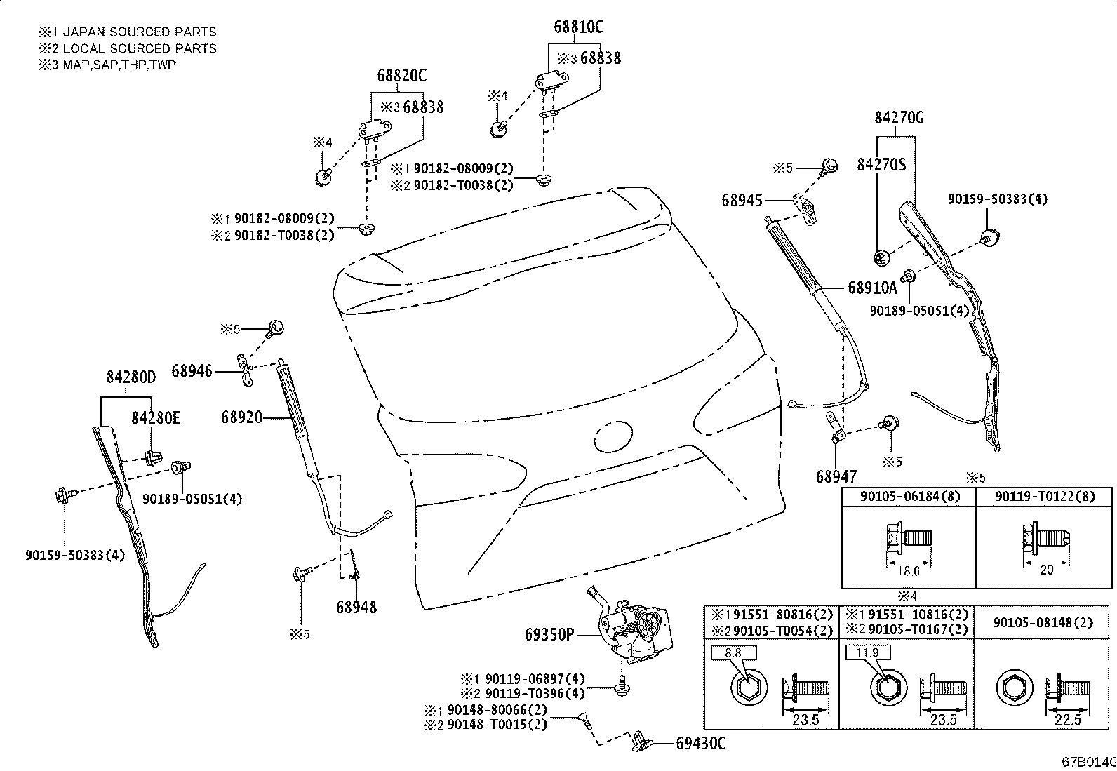68838-0A040 PAD, BACK DOOR HINGE, NO.1 product image