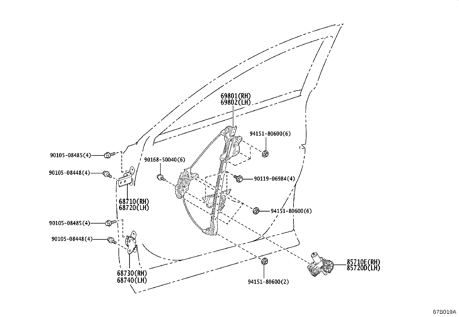 Toyota 85710-42140 MOTOR ASSY, POWER WINDOW REGULATOR, RH