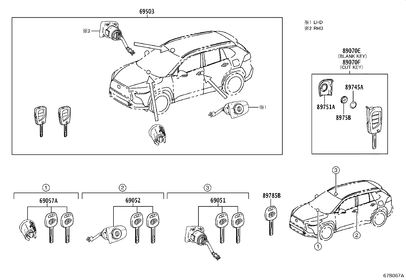 69005-0A040 CYLINDER SET, LOCK product image