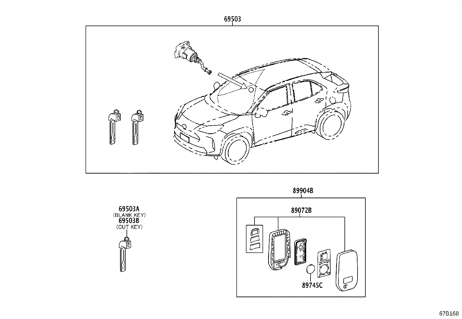 89072-52840 HOUSING SET, DOOR CONTROL TRANSMITTER (FOR SMART KEY) product image