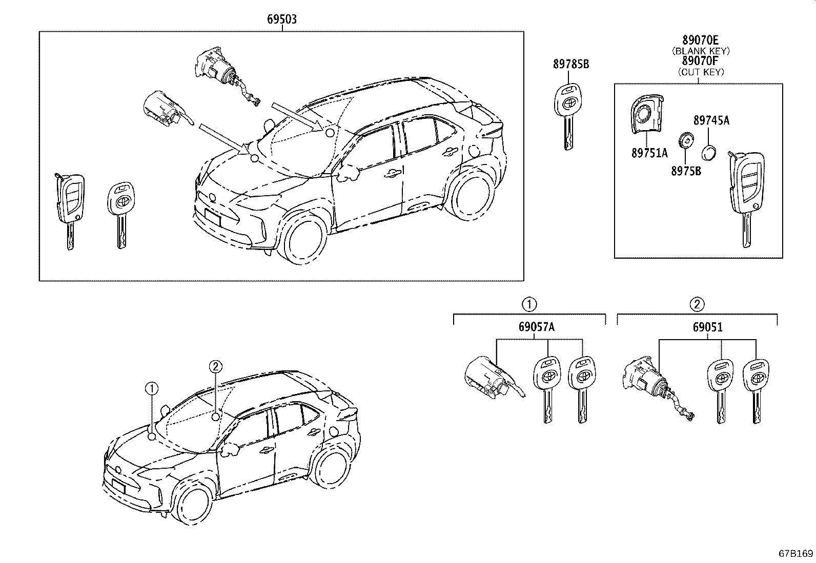 89072-52840 HOUSING SET, DOOR CONTROL TRANSMITTER (FOR SMART KEY) product image