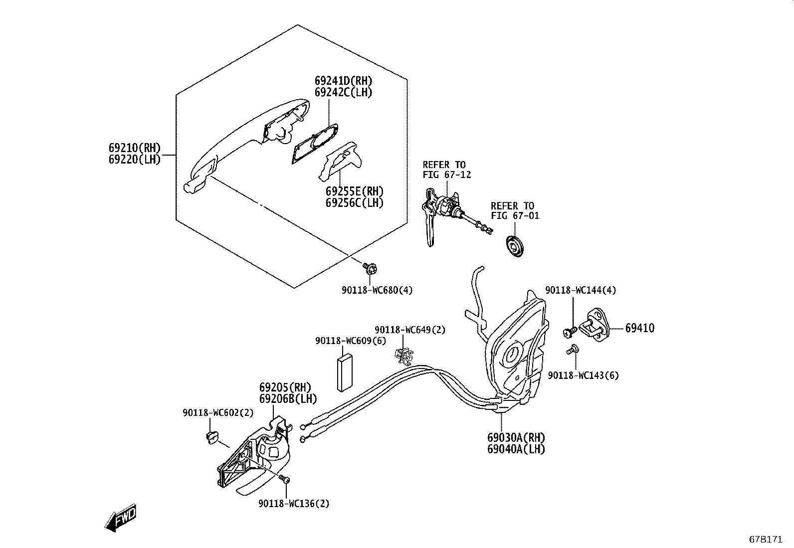 69030-WC041 LOCK ASSY, FRONT DOOR W/MOTOR, RH product image