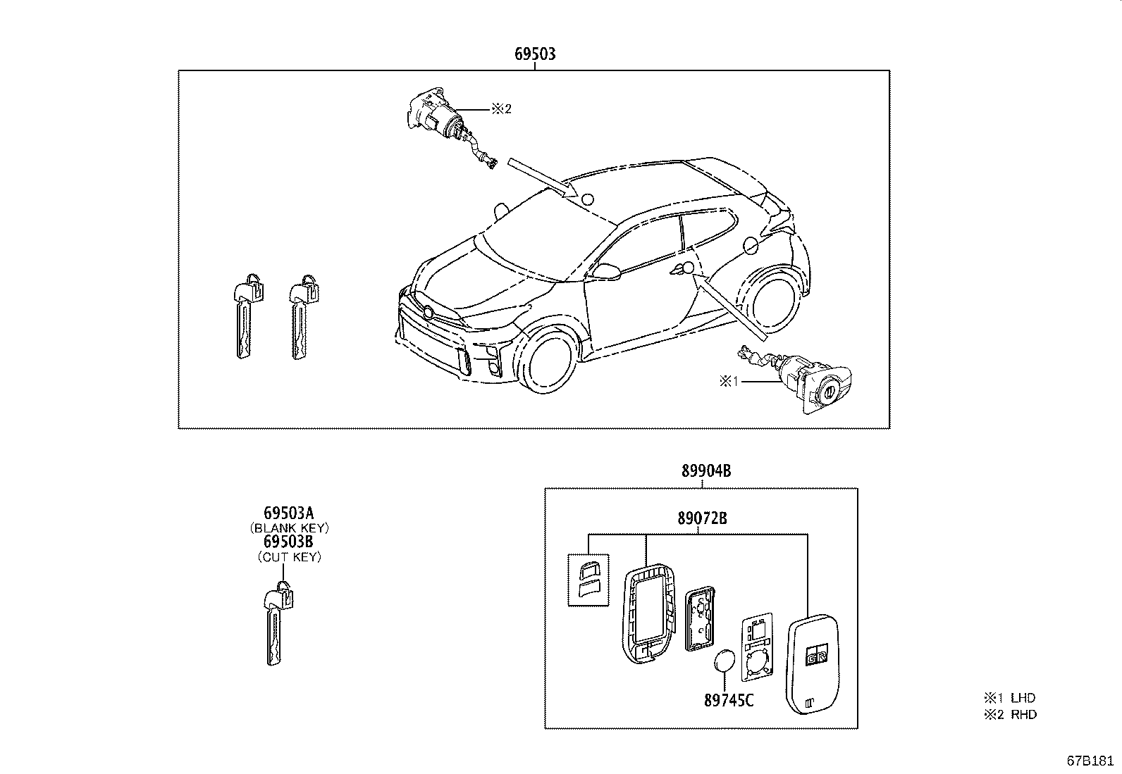 89072-52B72 HOUSING SET, DOOR CONTROL TRANSMITTER (FOR SMART KEY) product image