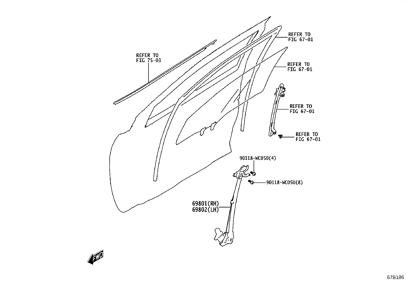 69802-WC003 REGULATOR SUB-ASSY, FRONT DOOR WINDOW, LH product image