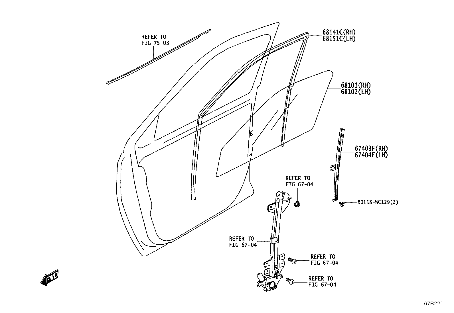 67404-WC002 FRAME SUB-ASSY, FRONT DOOR, REAR LOWER LH product image