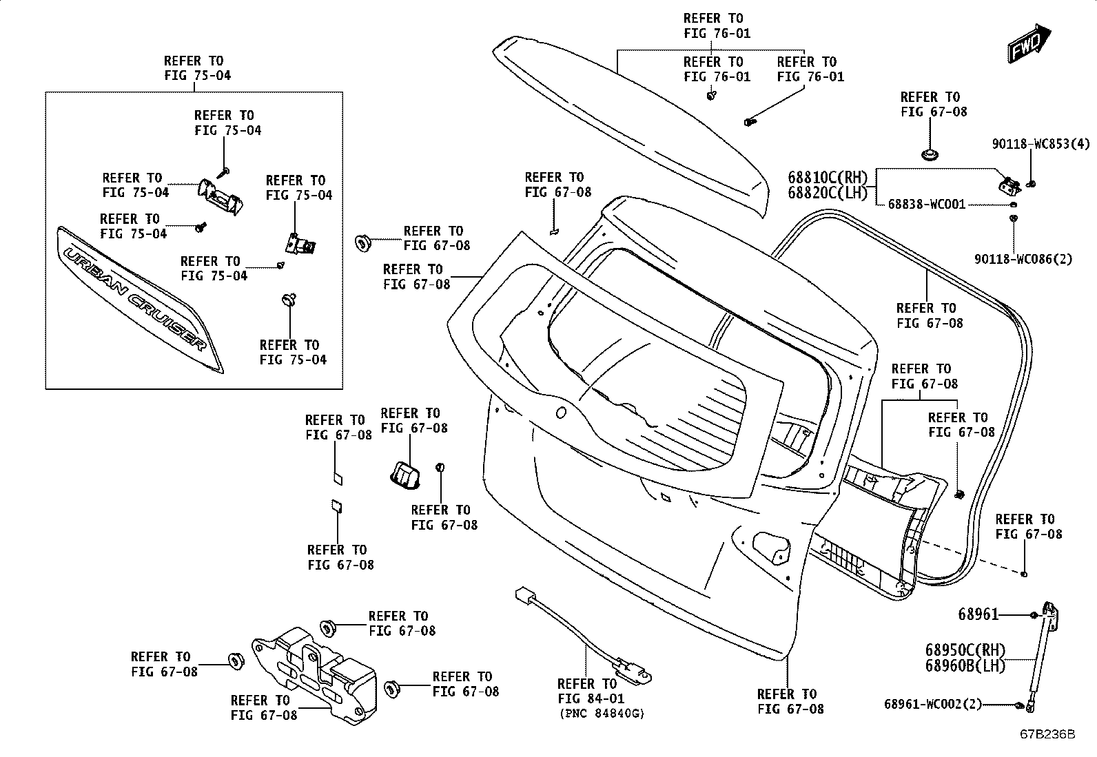 68960-WC001 STAY ASSY, BACK DOOR, LH product image