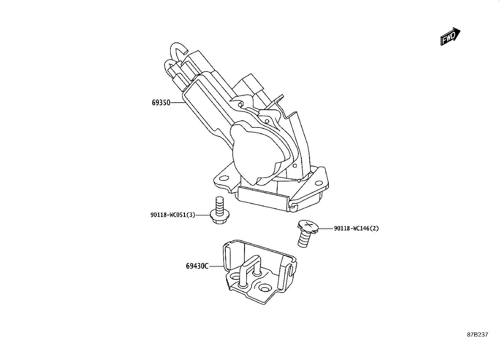 68960-WC001 STAY ASSY, BACK DOOR, LH product image