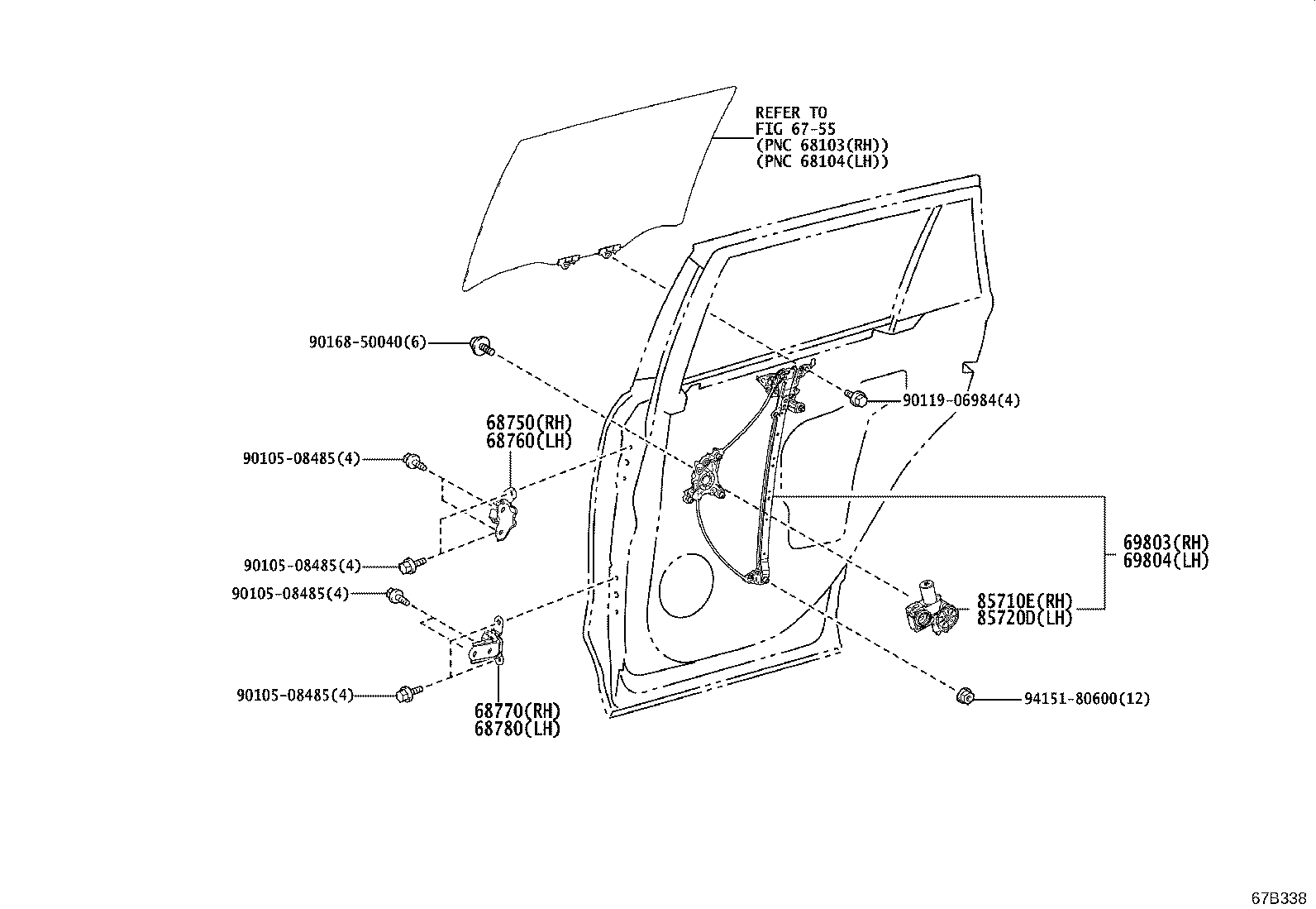 85710-42150 MOTOR ASSY, POWER WINDOW REGULATOR, RH product image