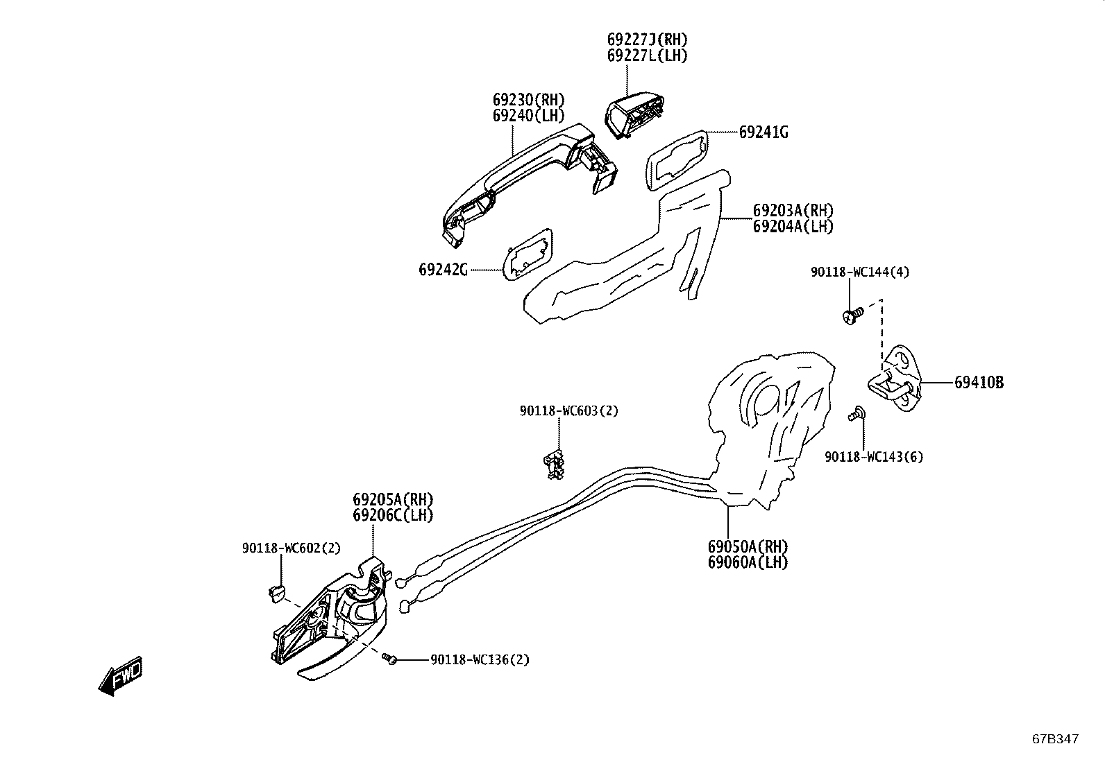 69210-WC024 HANDLE ASSY, REAR DOOR OUTSIDE, RH product image