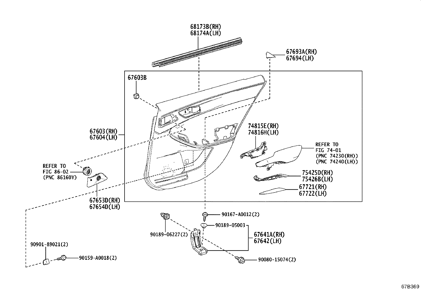 67040-07020-C2 BOARD SUB-ASSY, REAR DOOR TRIM, LH product image