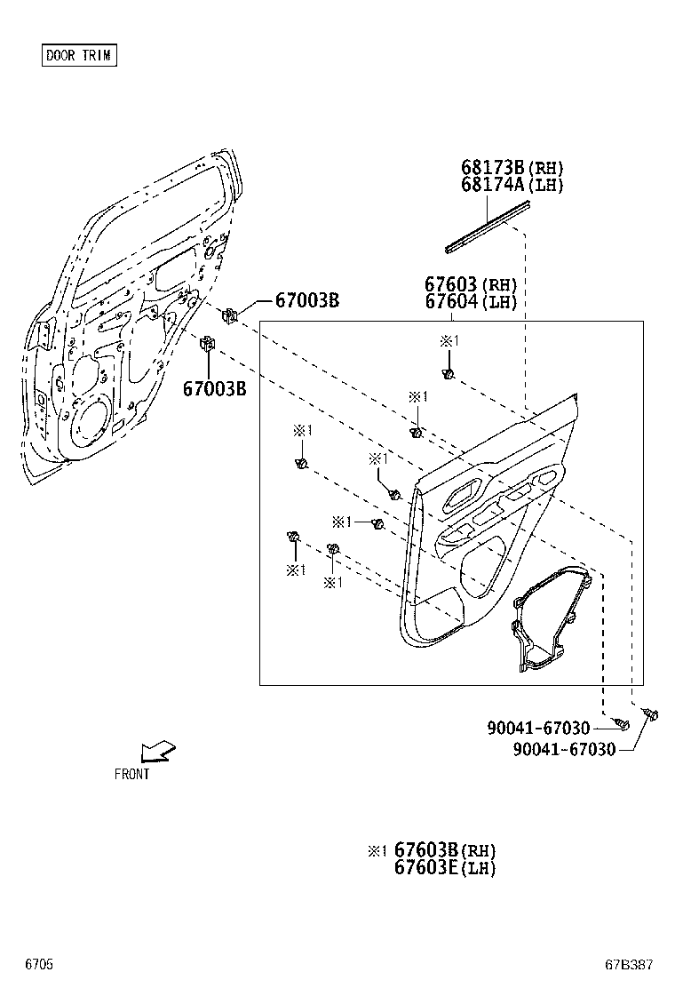 67405-BZ080 GUIDE SUB-ASSY, REAR DOOR WINDOW, FRONT RH product image