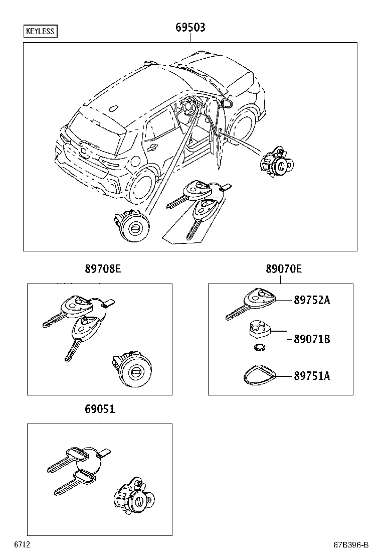 Toyota 69005-BZE10 CYLINDER SET, LOCK