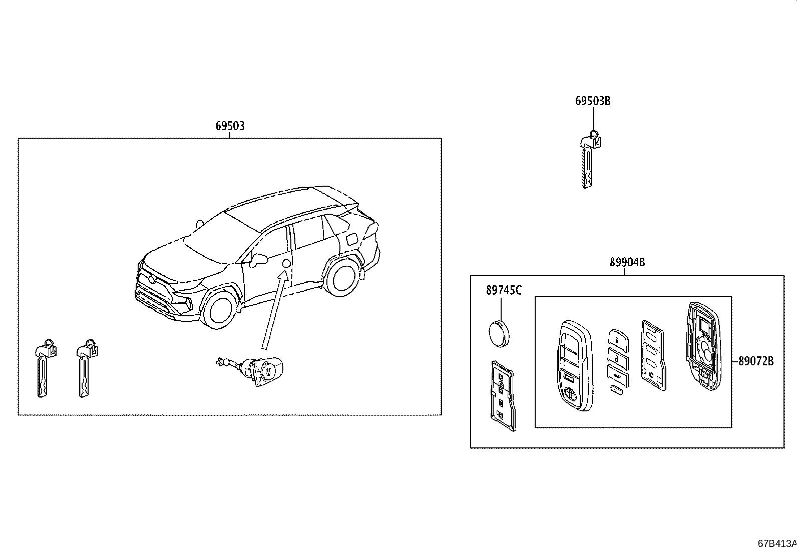 89072-0R360 HOUSING SET, DOOR CONTROL TRANSMITTER (FOR SMART KEY) product image