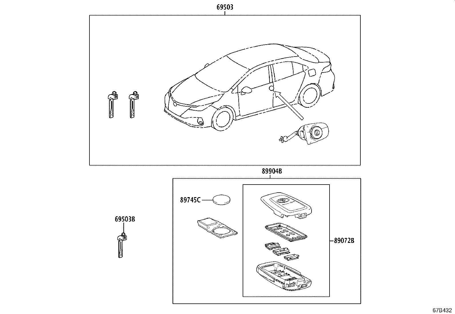 89072-02890 HOUSING SET, DOOR CONTROL TRANSMITTER (FOR SMART KEY) product image