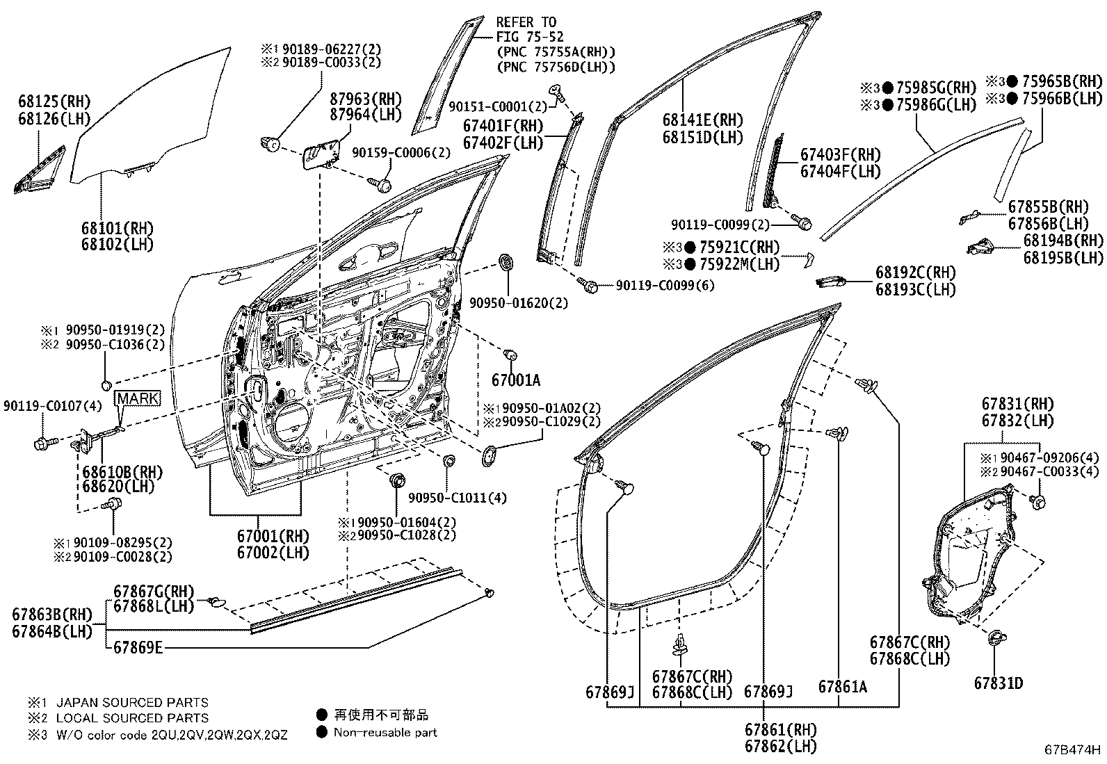 68101-0R230 GLASS SUB-ASSY, FRONT DOOR, RH product image