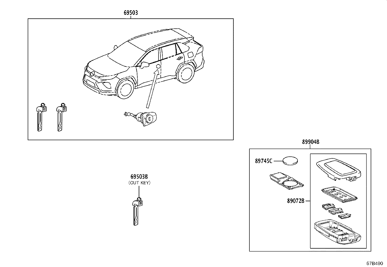 89072-0R390 HOUSING SET, DOOR CONTROL TRANSMITTER (FOR SMART KEY) product image