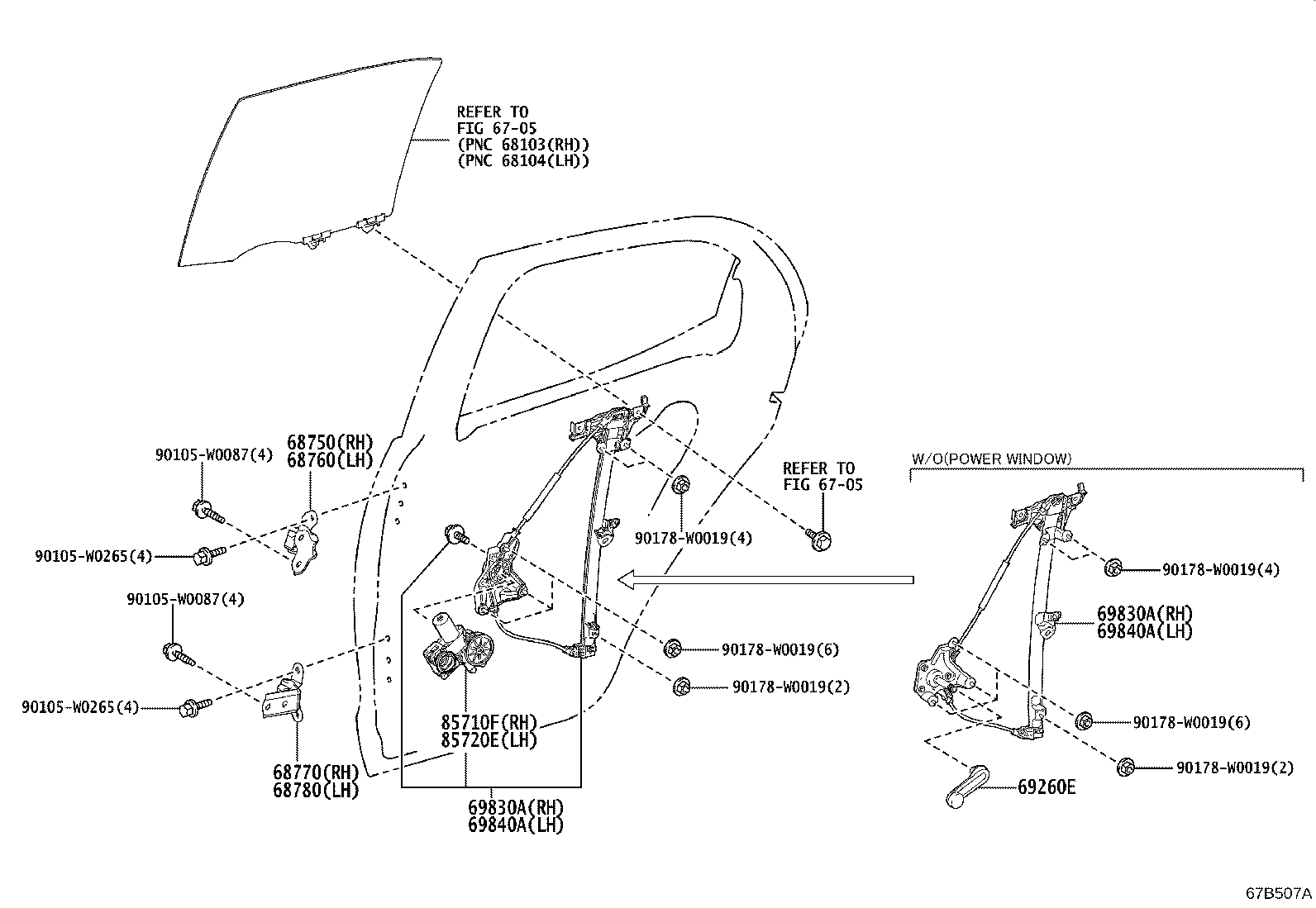 69830-0D450 REGULATOR ASSY, REAR DOOR WINDOW, RH product image