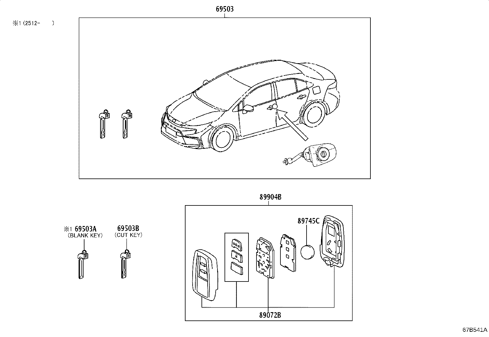 89072-02A70 HOUSING SET, DOOR CONTROL TRANSMITTER (FOR SMART KEY) product image