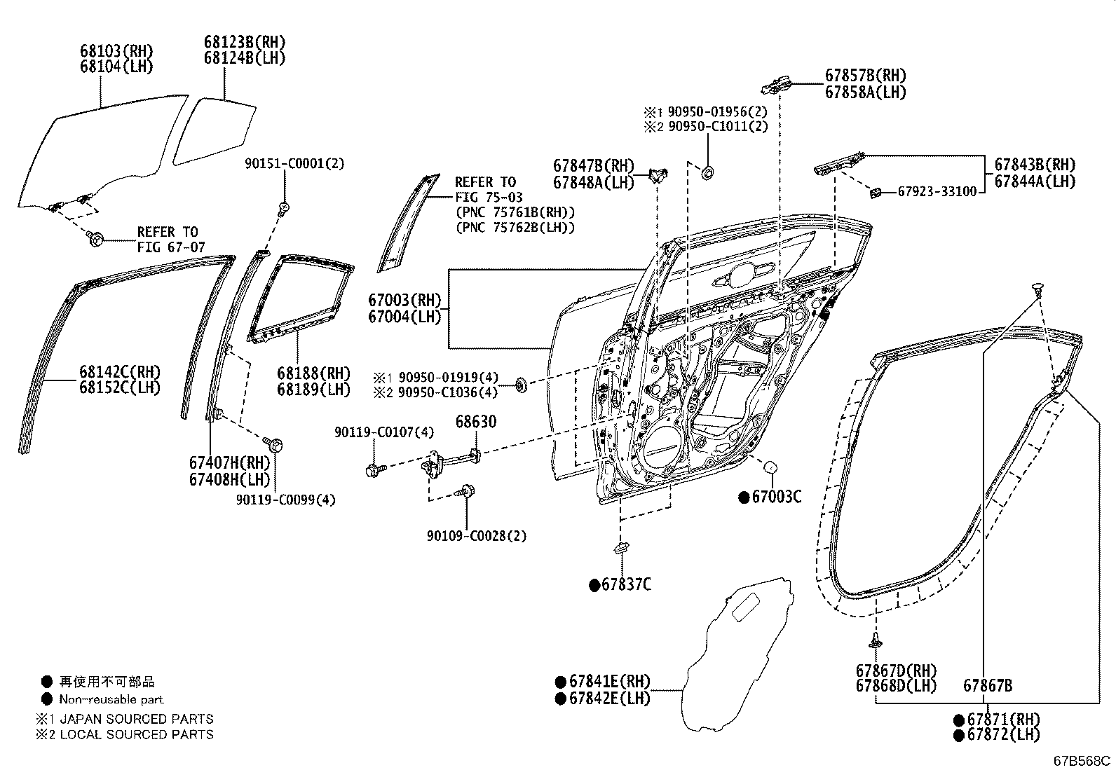 67004-02571 PANEL SUB-ASSY, REAR DOOR, LH product image